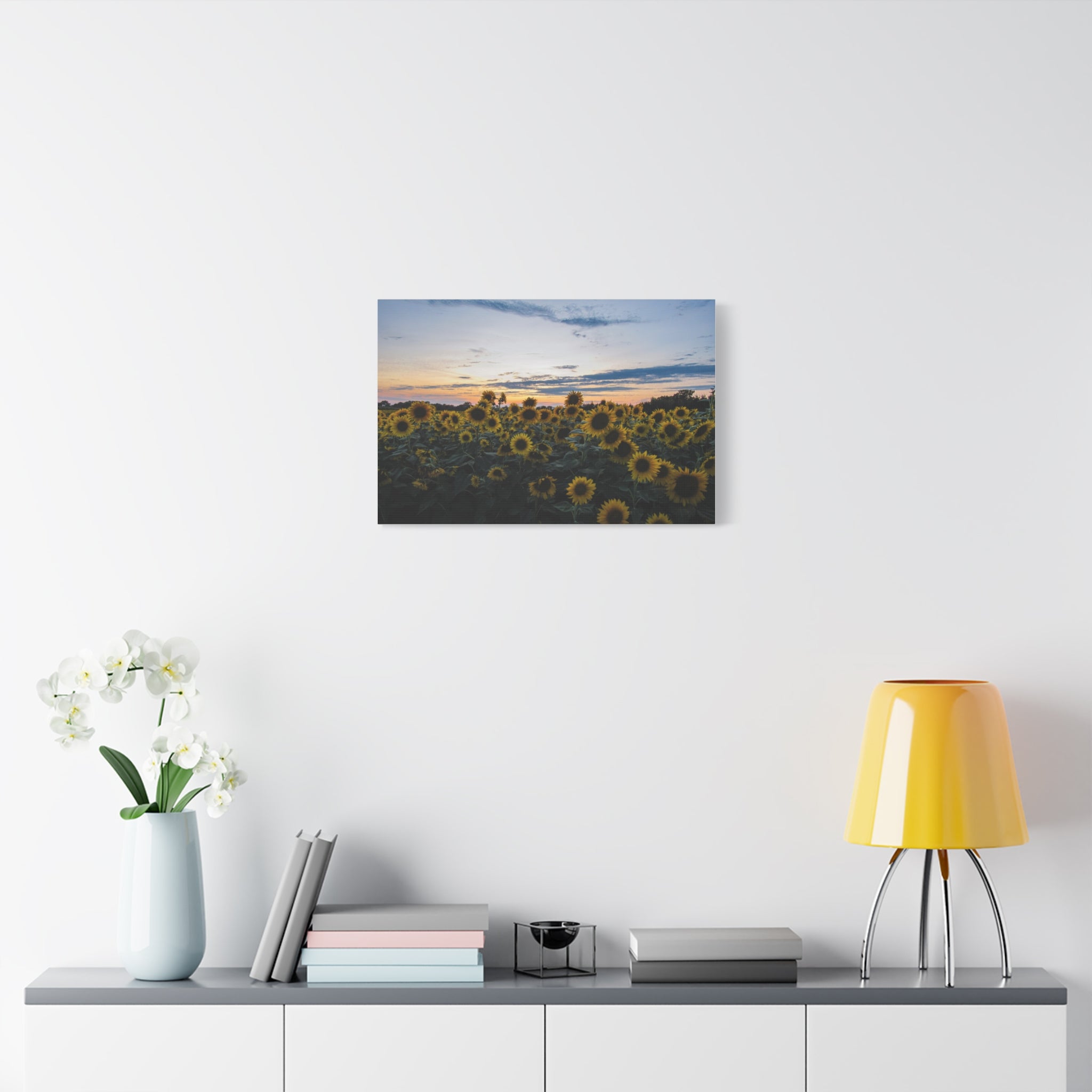 Sunflower Field Sunset Matte Canvas Print — Stretched Wall Art