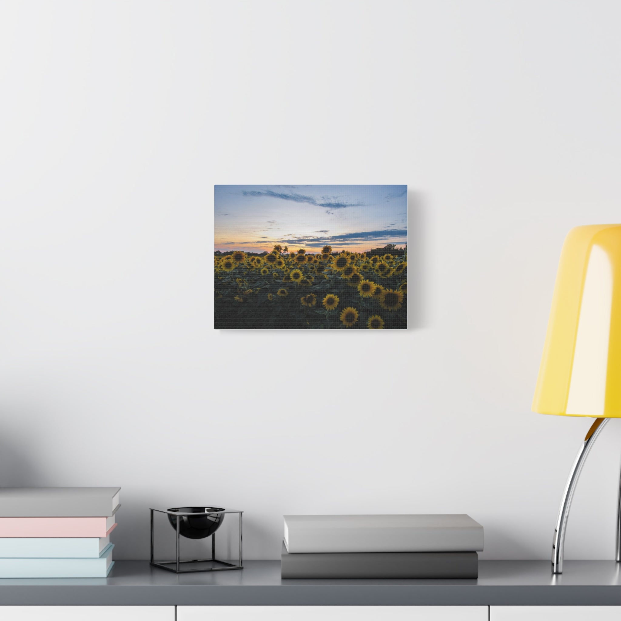 Sunflower Field Sunset Matte Canvas Print — Stretched Wall Art